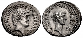 The Triumvirs. Mark Antony and Octavian. Spring-early summer 41 BC. AR Denarius (20mm, 3.87 g, 12h). Ephesus mint; M. Barbatius Pollio, quaestor pro p...