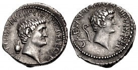 The Triumvirs. Mark Antony and Octavian. Autumn 41 BC. AR Denarius (19mm, 3.85 g, 10h). Military mint traveling with Antony in Asia Minor. L. Gellius ...