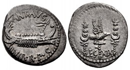 The Triumvirs. Mark Antony. Autumn 32-spring 31 BC. AR Denarius (17.5mm, 3.70 g, 1h). Legionary type. Patrae(?) mint.
