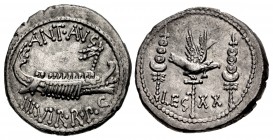 The Triumvirs. Mark Antony. Autumn 32-spring 31 BC. AR Denarius (18mm, 3.88 g, 9h). Legionary type. Patrae(?) mint.