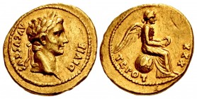 Augustus. 27 BC-AD 14. AV Quinarius (16mm, 4.03 g, 9h). Lugdunum (Lyon) mint. Struck AD 7.