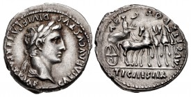 Augustus. 27 BC-AD 14. AR Denarius (18mm, 3.72 g, 7h). Lugdunum (Lyon) mint. Struck AD 13-14.