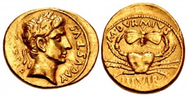 Augustus. 27 BC-AD 14. AV Aureus (21mm, 8.22 g, 10h). Rome mint; M. Durmius, moneyer. Struck circa 19-18 BC.