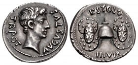 Augustus. 27 BC-AD 14. AR Denarius (19mm, 4.06 g, 6h). Rome mint; P. Licinius Stolo, moneyer. Struck 17 BC.