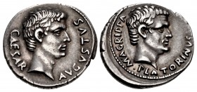 Augustus, with Agrippa. 27 BC-AD 14. AR Denarius (19mm, 3.47 g, 7h). Rome mint; C. Sulpicius Platorinus, moneyer. Struck 13 BC.