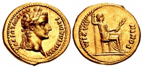 Tiberius. AD 14-37. AV Aureus (20mm, 7.75 g, 5h). “Tribute Penny” type. Lugdunum (Lyon) mint. Group 1, AD 15-18.