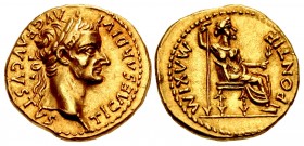Tiberius. AD 14-37. AV Aureus (19.5mm, 7.68 g, 6h). “Tribute Penny” type. Lugdunum (Lyon) mint. Group 6, AD 36-37.