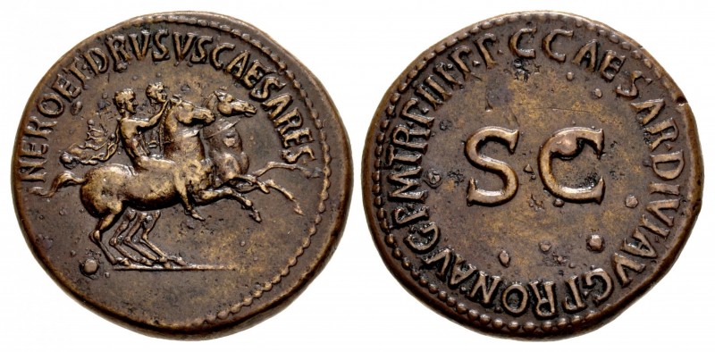 Nero & Drusus Caesar. Died AD 31 and 33, respectively. Æ Dupondius (30.5mm, 17.3...