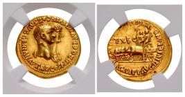 Nero, with Agrippina Junior. AD 54-68. AV Aureus (19mm, 7.70 g, 8h). Rome mint. Struck AD 55.