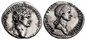 Nero, with Agrippina Junior. AD 54-68. AR Didrachm (22mm, 6.95 g, 12h). Caesarea-Eusebia mint. Struck circa AD 58-60.
