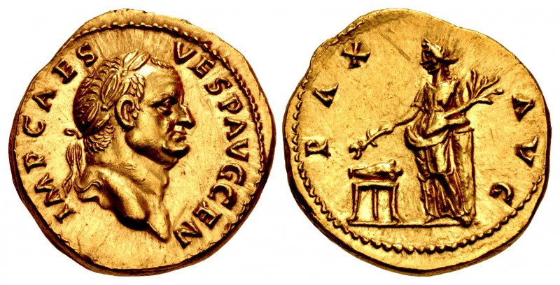 Vespasian. AD 69-79. AV Aureus (19mm, 7.26 g, 1h). Rome mint. Struck AD 73. IMP ...