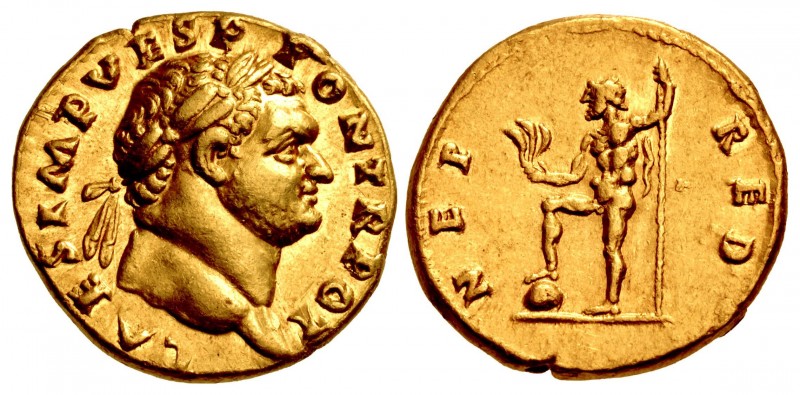Titus. As Caesar, AD 69-79. AV Aureus (18.5mm, 7.37 g, 6h). Rome mint. Struck un...