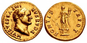 Titus. As Caesar, AD 69-79. AV Aureus (19.5mm, 7.14 g, 6h). Rome mint. Struck under Vespasian, AD 74.