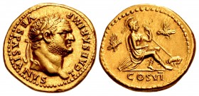 Titus. As Caesar, AD 69-79. AV Aureus (19mm, 7.34 g, 8h). Rome mint. Struck under Vespasian, AD 77-78.