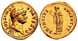 Domitian. As Caesar, AD 69-81. AV Aureus (19mm, 7.28 g, 6h). Rome mint. Struck under Vespasian, AD 75.