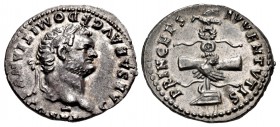 Domitian. As Caesar, AD 69-81. AR Denarius (19.5mm, 3.31 g, 6h). Rome mint. Struck under Vespasian, to 24 June AD 79.