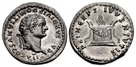 Domitian. As Caesar, AD 69-81. ARDenarius (18.5mm, 3.51 g, 6h). Rome mint. Struck under Titus, AD 80-81.