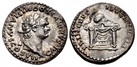 Domitian. As Caesar, AD 69-81. AR Denarius (18mm, 3.50 g, 6h). Rome mint. Struck under Titus, AD 80-81.