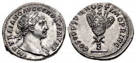 Trajan. AD 98-117. AR Denarius (18.5mm, 3.36 g, 7h). Rome mint. Struck  circa AD 107-108.