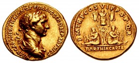 Trajan. AD 98-117. AV Aureus (20mm, 7.07 g, 6h). “Parthia Capta” commemorative. Rome mint. Struck 20 February-autumn AD 116.