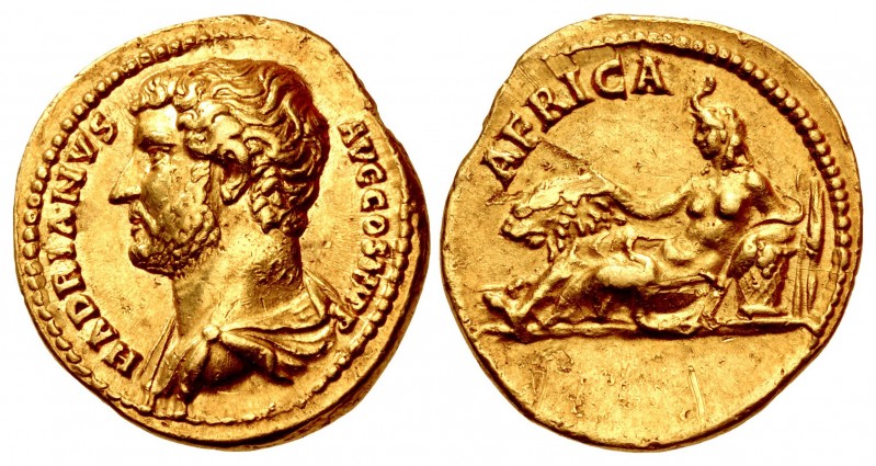 Hadrian. AD 117-138. AV Aureus (19mm, 7.11 g, 12h). “Travel series” issue. Rome ...