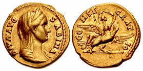 Diva Sabina. Died AD 136/7. AV Aureus (19mm, 7.10 g, 6h). Consecration issue. Rome mint. Group 6, after 25 February AD 138.