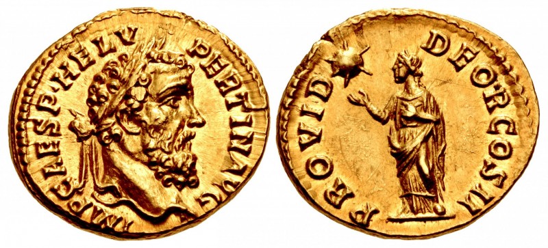 Pertinax. AD 193. AV Aureus (21mm, 7.20 g, 12h). Rome mint. IMP CAES P • HELV PE...