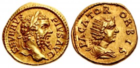 Septimius Severus. AD 193-211. AV Aureus (20mm, 7.23 g, 12h). Rome mint. Struck AD 202-210.