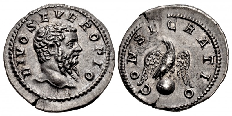 Divus Septimius Severus. Died AD 211. AR Denarius (20mm, 3.41 g, 6h). Consecrati...