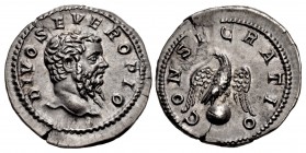 Divus Septimius Severus. Died AD 211. AR Denarius (20mm, 3.41 g, 6h). Consecration issue. Rome mint. Struck under Caracalla, AD 211.