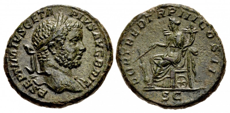 Geta. AD 209-211. Æ As (25mm, 10.21 g, 12h). Rome mint. Struck AD 211. P SEPTIMI...