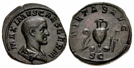 Maximus. Caesar, AD 235/6-238. Æ Sestertius (31.5mm, 22.56 g, 12h). Rome mint. 3rd emission of Maximinus I, late AD 236-237.