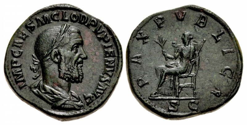 Pupienus. AD 238. Æ Sestertius (30.5mm, 21.76 g, 12h). Rome mint. 1st emission. ...