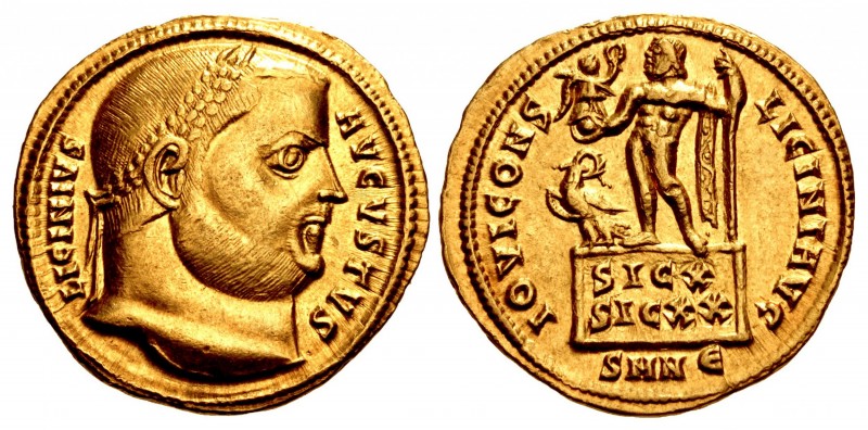 Licinius I. AD 308-324. AV Aureus (20mm, 5.28 g, 12h). Decennalia issue. Nicomed...