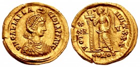 Galla Placidia. Augusta, AD 421-450. AV Solidus (22mm, 4.44 g, 6h). Ravenna mint. Struck AD 444-445.