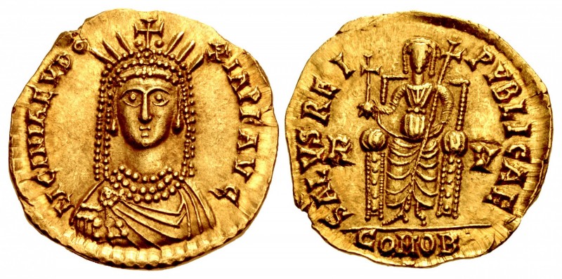 Licinia Eudoxia. Augusta, circa AD 439-490. AV Solidus (20mm, 4.48 g, 5h). Comme...