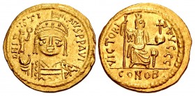 Justin II. 565-578. AV Solidus (19mm, 4.39 g, 6h). Thessalonica mint. Struck circa 570.