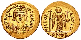 Maurice Tiberius. 582-602. AV Solidus (21mm, 4.41 g, 6h). Carthage mint. Dated IY 1 (582/3).