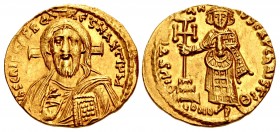 Justinian II. First reign, 685-695. AV Solidus (20mm, 4.45 g, 7h). Constantinople mint, 9th officina. Struck 692-695.