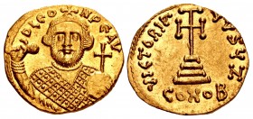 Leontius. 695-698. AV Solidus (19mm, 4.43 g, 6h). Constantinople mint, 7th officina.