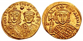 Constantine V Copronymus, with Leo IV and Leo III. 741-775. AV Solidus (20mm, 4.42 g, 6h). Constantinople mint. Struck circa 764-773.