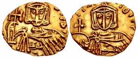 Nicephorus I, with Stauracius. 802-811. AV Solidus (19.5mm, 3.12 g, 6h). Syracuse mint. Struck circa 810-811.