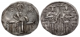 Andronicus II Palaeologus, with Michael IX. 1282-1328. AR Basilikon (20mm, 1.52 g, 6h). Type II. Constantinople mint.