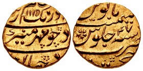 INDIA, Mughal Empire. Muhyi al-Din Muhammad Aurangzeb Alamgir. AH 1068-1118 / AD 1658-1707. AV Mohur (20mm, 10.95 g, 8h). Khujista Bunyad mint. Dually...