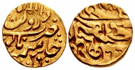INDIA, Princely States. Jodhpur. Man Singh. AH1218-1259 / AD 1803-1843. AV Brockage Mohur (21mm, 11.00 g, 12h). [In the name of Muhammad Akbar II]. Da...