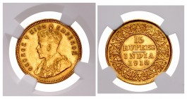 INDIA, Colonial. British India. George V. King of the United Kingdom and Emperor of India, 1910-1936. AV 15 Rupees (22mm, 12h). Bombay mint. Dated 191...