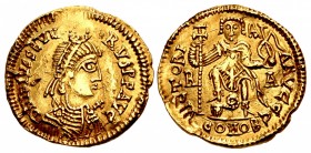 VISIGOTHS, Gaul. Pseudo-Imperial coinage. 417-507. AV Solidus (21mm, 4.35 g, 5h). Imitating a Ravenna mint issue of the Roman emperor Libius Severus (...