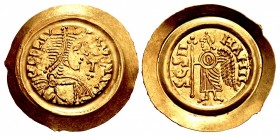 LOMBARDS, Lombardy & Tuscany. Liutprand. 712-744. AV Tremissis (23mm, 1.27 g, 1h). Pavia mint.