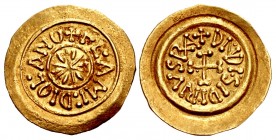 LOMBARDS, Lombardy & Tuscany. Desiderius. 757-774. AV Tremissis (18mm, 1.07 g, 6h). Mediolanum (Milan) mint.