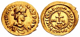 MEROVINGIANS, Marseille. temp. Clotaire I. Circa 600-620. AV Solidus of 21 siliquae (22mm, 3.89 g, 6h). Struck in the name of Maurice Tiberius.